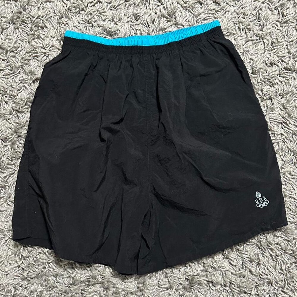 Vintage Black USA Olympics NyLon Shorts Size M